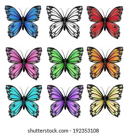 Seamless pattern with colorful butterflies