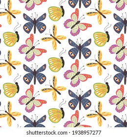 Seamless pattern of colorful butterflies