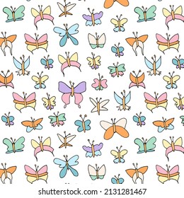 seamless pattern with colorful butterflies