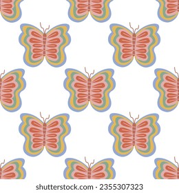 Seamless pattern with colorful butterflies