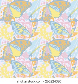 Seamless pattern with colorful butterflies