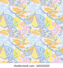 Seamless pattern with colorful butterflies