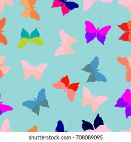 Seamless pattern with colorful butterflies