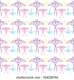 Seamless pattern with colorful butterflies.