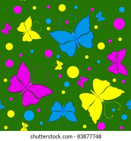 Seamless pattern with colorful butterflies