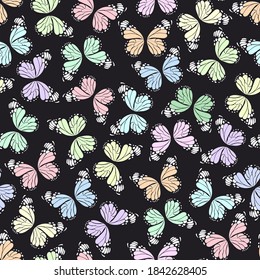 Seamless pattern of colorful butterflies. Background with butterflies. Vector illustration.