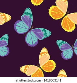 Seamless pattern with colorful butterflies. Vector illustration, EPS 10