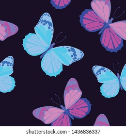 Seamless pattern with colorful butterflies. Vector illustration, EPS 10