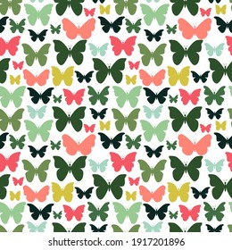 Seamless pattern with colorful butterflies. Vector illustration. Best for textile, wallpaper, backgrounds