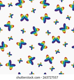 Seamless pattern with colorful  butterflies. Vector illustration.