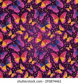 seamless pattern with colorful butterflies, vector illustration