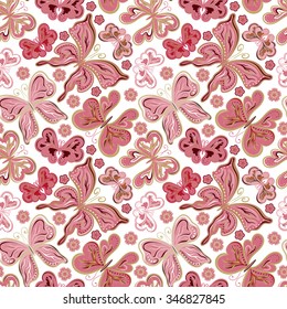Seamless pattern with colorful butterflies. Vector illustration, EPS 10