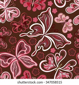 Seamless pattern with colorful butterflies. Vector illustration, EPS 10
