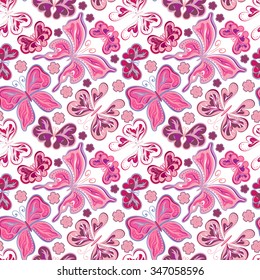 Seamless pattern with colorful butterflies. Vector illustration, EPS 10