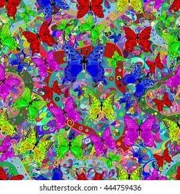 seamless pattern with colorful butterflies. Vector illustration.