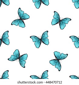 Seamless pattern with colorful butterflies. Vector illustration