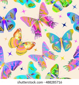 Seamless pattern with colorful butterflies. Vector illustration