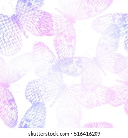 Seamless pattern with colorful butterflies. Vector background.