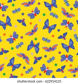 Seamless pattern with colorful butterflies. Vector illustration