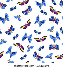 Seamless pattern with colorful butterflies. Vector illustration