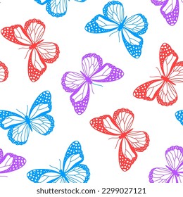 Seamless pattern with colorful butterfly