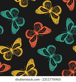 Seamless pattern with colorful butterfly