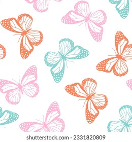 Seamless pattern with colorful butterfly