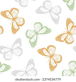 Seamless pattern with colorful butterfly