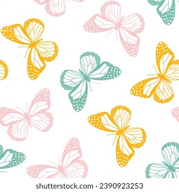 Seamless pattern with colorful butterfly