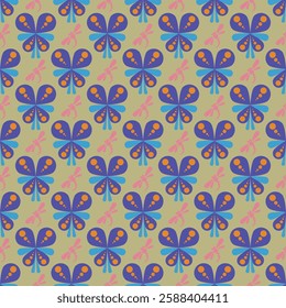 Seamless pattern colorful butterfly blue pink floor cover carpet wallpaper beautiful kids