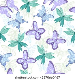 Seamless pattern Colorful butterfly insect cartoon style animal design vector illustration on white background
