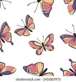 Seamless pattern of colorful butterfly. Vector butterflies pattern. Abstract seamless background.