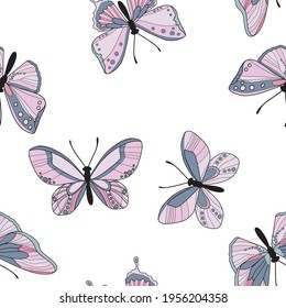 Seamless pattern of colorful butterfly. Vector butterflies pattern. Abstract seamless background.