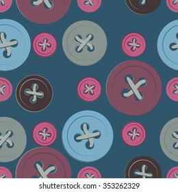 seamless pattern of colorful buttons on a dark blue background