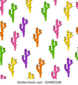 Seamless pattern with colorful cacti