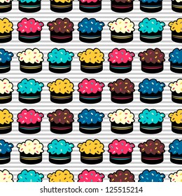 Seamless pattern with colorful cakes