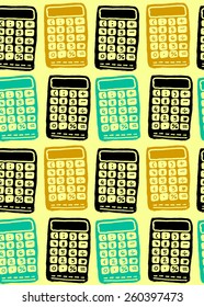 Seamless pattern of colorful calculators