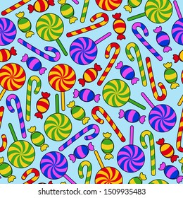 Seamless Pattern Colorful Candy for Halloween Party, Birthday Party, Web, Card or Scrapbook - EPS Vector Illustration