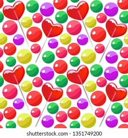 Seamless pattern with colorful candy lolipops