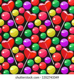 Seamless pattern with colorful candy lolipops