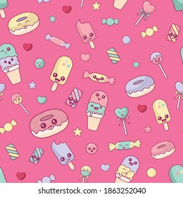 Seamless pattern with colorful candy. Vector Illustration