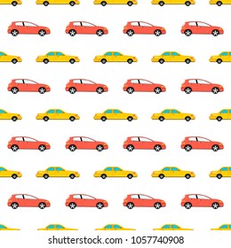 Seamless pattern. Colorful car background. Vector illustration.
