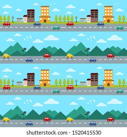 Seamless pattern colorful car on road.