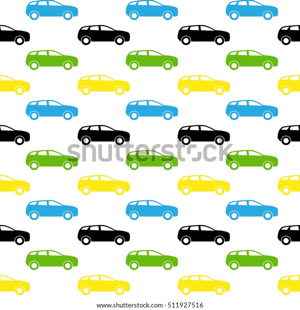 Seamless pattern Colorful Car silhouette. Vector\
Illustration. EPS10
