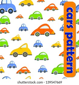 Seamless pattern with colorful cars (vector)