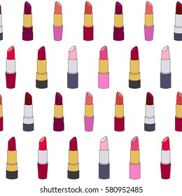 Seamless pattern with colorful cartoon lipsticks