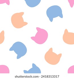 Seamless pattern with colorful cat head