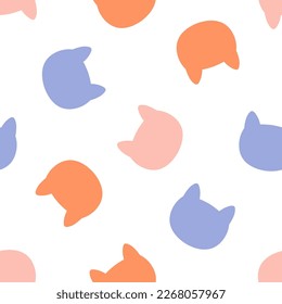 Seamless pattern with colorful cat heads