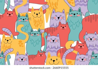 seamless pattern with colorful cats