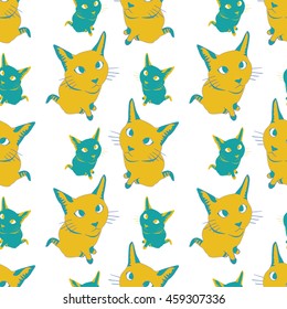 Seamless pattern with colorful cats. Stock vector illustration.